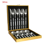 16Pcs Silver Dinnerware Set Stainless Steel Dinner Knife Fork Cutlery Set With Giftbox Drop Kitchen Cutlery