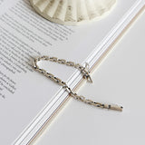 Sterling Silver Personality Vintage Distressed Cross Chain  Bracelet
