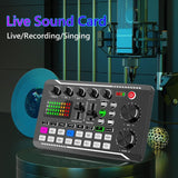 F998 Bluetooth-Compatible Sound Card Studio Record Phone Computer Live Audio Mixer PC Voice Mi Console Amplifier