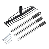 Heavy Duty 3.9/5.2/6.6FT Bow Rakes Lawns 17 Tines Metal Thatch Rake for Leveg Grass wer Beds Yards
