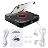 BT5.1 Portable Music Player FM Radio Desktop CD Runner with Dustproof Cover LED Display 6 Modes A-B Repeat Timer