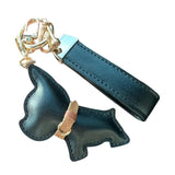 Cute Dog Keychain Leather Puppy Key Chain Charm Multifunctional Bulldog Bag Pendant for Car Keys Decoration