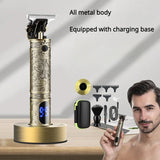 New Resuxi LM-911 Salon Home Boy Oil Head Carving Clipper Retro Charging Pusher with Base Hair Trimmer for Men