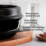 1pc Dolsot Bibimbap Earthenware Stone Bowl, Korean Cooking Soup Ceramic Pot, Donabe Pot With Heat-Resistant Tray