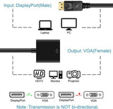 DP Cable 1080P DisplayPort Male to VGA Female Converter Adapter For Projector DTV TV HDVD Laptop