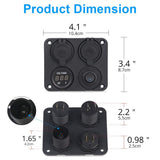 DIY 4 Hole Switch Panel Waterproof Voltmeter 3.1A Dual USB Charger Cigarette Lighter Socket For RV Car Boat Vehicles Truck Yacht