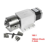 NEMA 34 Harmonic Drive Reducers A Rotary Axis Chuck 100mm 3 4 Jaws Speed Reducing Ratio 100:1 for Wood CNC Router hine