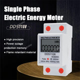 LCD Single Phase Energy KWH AC Digital Watt-Hour Meter 220V 60A 50Hz Electric Din Rail