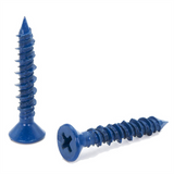 100PCS 3/16 x 1-1/4In Blue Flat Phillips Concrete Diamond Point Screw Anchor for Anchoring to Masonry
