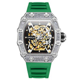 ONOLA Luxury Diamond Inlaid Square Design Men Watch Fully Automatic Mechanical Tape Waterproof Man WristWatch Relogio Masculino