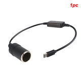 Car Electronics Cigarette Lighter Socket Power Adapter Converter USB Type C Chargers 5V To 12V Cable Extender Auto Accessories