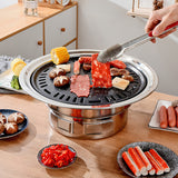 13 Inch Korean BBQ Multifunctional Charcoal Barbecue - Round Camping Stove, Tabletop Grill with Grilled Net