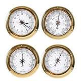 4Pcs Brass Case Weather Station Barometer Temperature Hygrometer And Clock Tid 115Mm