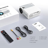 Retail 1080P Projector 12000LM Home Theater Video Projector With Wifi+BT For HD, USB, VGA, AV, IOS And Android Phone