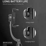 Foldable Wireless Tripod Gimbal Stabilizer Selfie Stick Black With Bluetooth Shutter Monopod For IOS Android