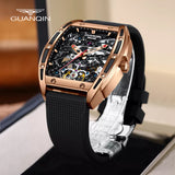 GUANQIN Leather Strap Watch Mens Automatic Tourbillon Waterproof Watch Luxury Brand Mechanical Accessories Men Relogio Masculino