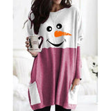 European And American Autumn And Winter Christmas Snowman Printed Long-sleeved Bottoming Shirt