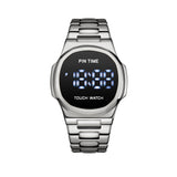 PINTIME Fashion Men Watch Top Brand Luxury Full Steel Square Digital Watches Casual Multifunction Calendar Electronic Wristwatch