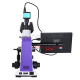 Professional Lab Biological HD Trinocular Microscope Zoom 2500X 2/16MP Electronic Digital Camera USB HDMI VAG + 10-inch LCD