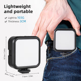 5W Pocket Led RGB Video Lamp Mini Photography Light 3 Cold Shoe Mount&1/4in 62Led 3000K-7000K+Clip Adapter for Home Studio