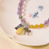 Single-ring Faceted Amethyst String With Money Now Pendant