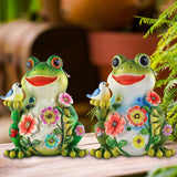 Solar Animal Statues Resin Figurine Waterproof Outdoor Frog Sculpture for Garden Patio Lawn Yard Housewarming Gifts