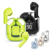 CY-T2 Wireless Bluetooth Headset Transparent ENC Headphones LED Power Digital Display Stereo Sound Earphones for Sports Working