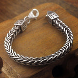 Silver Swastika Woven Bracelet Trendy Men's Domineering Rough Style