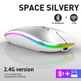 Rechargeable Bluetooth wireless mouse 2.4GHz USB RGB 1600DPI mouse, suitable for computers, laptops, game consoles, and mice