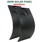 300W/600W Flexible Monocrystalline Solar Panel Kit - 18V Power Charger for Outdoor Camping, Yacht, Motorhome, Car, RV, Boat