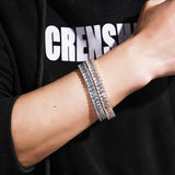 Brass Micropaved Square Zircon Row Bracelet