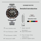 GUANQIN Top Brand Luxury Mechanical Watch For Men 100M Waterproof Stainless steel Men's Watches AR Sapphire Automatic Date Clock