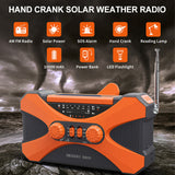 Hand Crank Radio Emergency Solar Rechargeable Waterproof Type-C Phone Charger Camping Hiking Flashlight Light Green