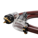 Single Crystal Copper Fever Power Cord HIFI Amplifier Audio 7-Character L-Shaped Elbow Plug Tail Cable