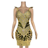 Water diamond light luxury niche evening dress, popular on internet, the same style of party atmosphere dress. Slim and sexy with waistband closure