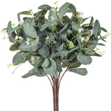 Stems 8Pcs Silk Seeded Greenery Leaves Real Contact Leaf Fake Eucalyptus Branches Sprigs For Wedding