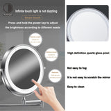 1pc Double-Sided Wall Mounted Makeup Mirror with LED Light and Magnifying Lens - Perfect for Bathroom and Vanity Use Christmas Decor Thanksgiving Gift 2023