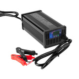 10A 54.6V Lithium Fast Charger with LED Display - For 13S 48V Li-ion Battery. Aluminum Shell, EU + Clip Plug