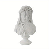 1pc Maiden Sculptural Bust Veiled Lady Bust Statue Resin Home Decoration,cute Ornament, Home Living Room Bar Cafe Decor Ornament, Room Decor Tabletop Display Ornament