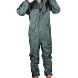 2PCS Motorcycle Raincoat /Conjoined Raincoat/Overalls Men And Women Fission Suit Rain Coat XL, Black & Armygreen