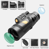 High Power 12x50 Monocular Telescope Long Range Zoom BAK4 Prism With Tripod Phone Clip For Outdoor Camping Hunting Scope