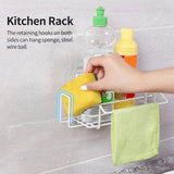 Kitchen Sink Organizer Sponge Holder Drainer Basket Storage Drying Rack Spice Organization Bottle Shelf Rag Hanger