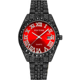 PINTIME Watches Men Luxury Diamond Iced Out Stainless Steel Strap Rome Dial Fashion Quartz Wristwatches Waterproof Reloj Hombre