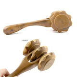 Sandalwood three-wheeled hand back, leg, abdomen, fiess camphor wood massager, wooden roller massage