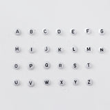 Acrylic Beads Set A-Z White Flat Round Black Letter English Alphabet DIY Jewelry Bracelets Necklace Making