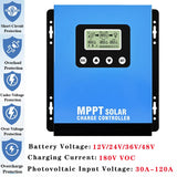 MPPT Wifi Solar Charge Controller 12V/24V/36V/48V Dual USB LCD Display Panel Charger Regulator 30A/40A/50A/60A/80A/100A/120A