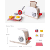 Wooden -Up Toaster Toy Kitchen Accessories Play Food Bread, Butter, Poached Egg Cutting Pretend Toys For Kid Easy To Use