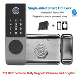 IP65 Waterproof TTLock Fingerprint Smart Door Lock Outdoor Gate Bluetooth Password 13.56MHz IC Card Deadbolt+nical Key
