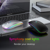 Rechargeable Bluetooth wireless mouse 2.4GHz USB RGB 1600DPI mouse, suitable for computers, laptops, game consoles, and mice
