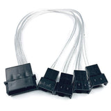 1 For 4 12v Pc Case Fan Power Adapter Cable 4-pin Molex To 4 X 3/4 Pin Pmw